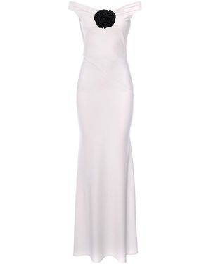 ROSERRY Venice Maxi Jersey Dress With Fixed Rosette - White