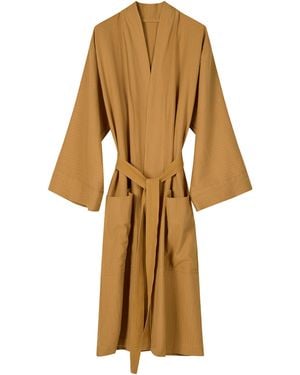 Tamiko Nami Cotton Kimono Robe Marigold - Natural