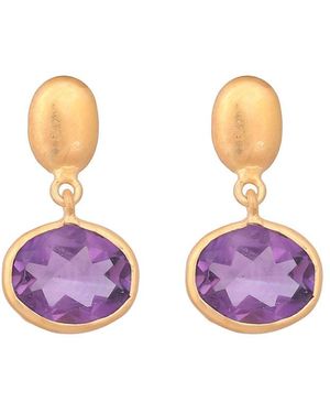Opium Jewels Ananya Droplet Stud Earrings - Purple