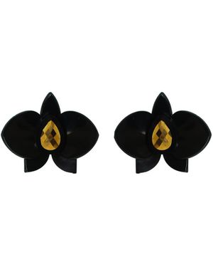 Gissa Bicalho Acrylic Handmade Earring Xs Orchid - Black