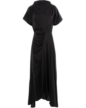 concept A trois Dress With Front Drape And Collar - Black