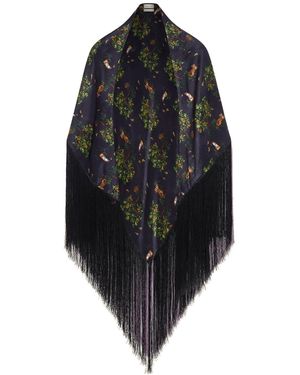 Ashaki The Shanti Tiger Fringe Triangle Scarf - Black
