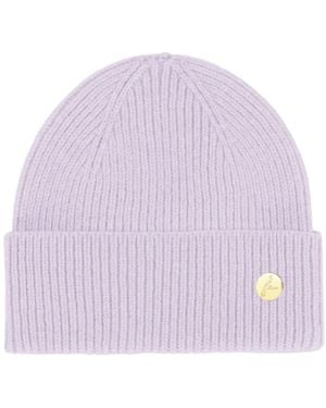Hortons England Ribbed Cashmere Beanie Lilac - Purple