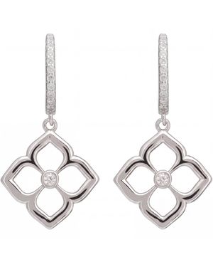 LÁTELITA London Open Pointed Clover Flower Drop Earrings - Metallic
