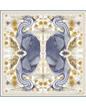Emily Carter The Heron & Dragonfly Silk Scarf - Blue