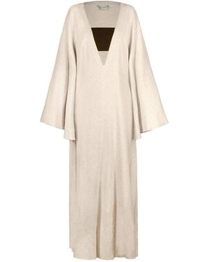 ALINA CERNĂTESCU Neutrals Rabat Maxi Linen Holiday Resort Dress - Natural