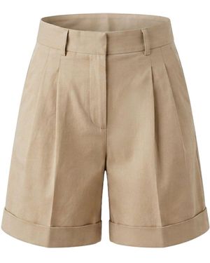 Monlicia Neutrals Lina High Waisted Single Pleat Shorts - Natural