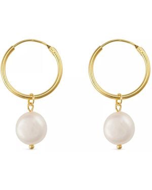 Elk & Bloom Chunky Freshwater Pearl Hoops - Metallic