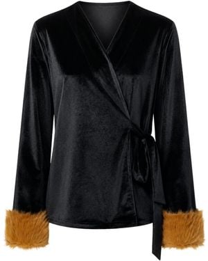Ats the Label Aurielle Velvet Fur Cuff Top - Black