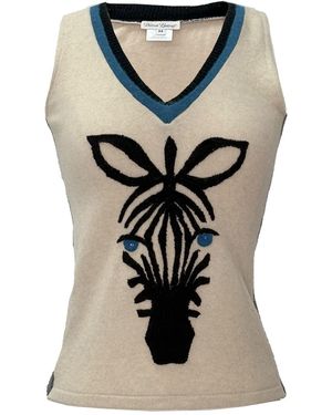 Deborah Lindquist Eco Lifestyle Neutrals Zebra Sweater Vest - Multicolor