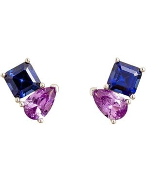 Juvetti Mona Earrings Set With Sapphire & Sapphire - Purple