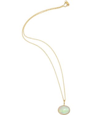 Opium Jewels Cabochon Ethiopian Opal Pendant Necklace - White
