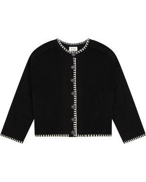 Loop Cashmere Cashmere Blanket Stitch Cardigan - Black