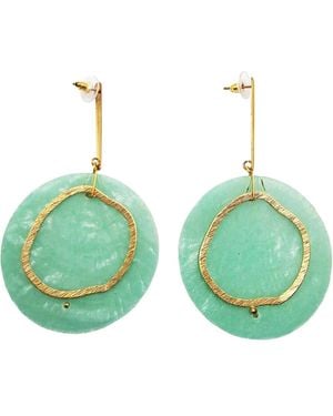 Laura Daili Emerald Shell Statement Earrings - Green