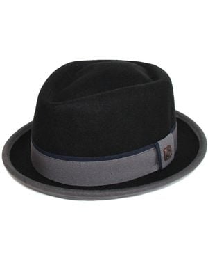 Dasmarca Hats Edward Two Tone Felt Winter Porkpie Hat - Black