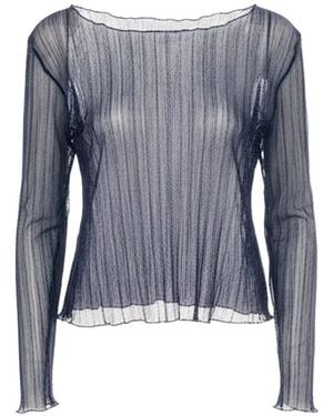 By Noa Rawitz Urania Plissé Long Sleeves Top - Blue
