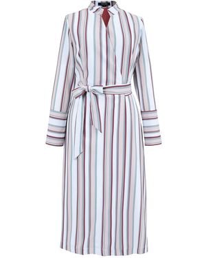 Smart and Joy Striped Midi Wrap Dress - Blue