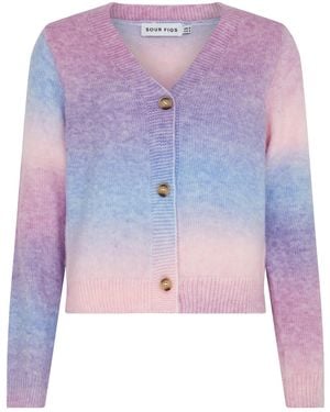 Sour Figs Gradient Knit Button Cardigan - Purple