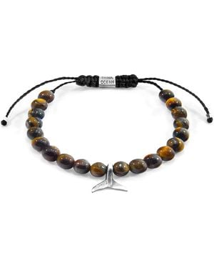 Anchor and Crew Tigers Eye Macrame Whale Tail Bracelet - Brown