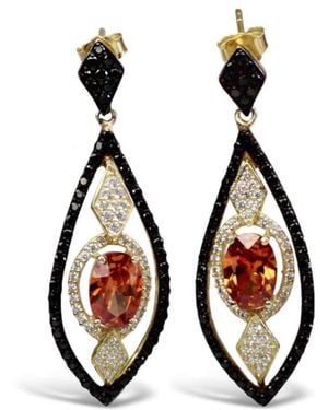 Bellus Domina Sterling Silver Cubic Zirconia Drop Earrings - Black