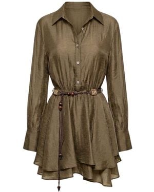 Monlicia Alora Tencel Khaki Mini Shirt Dress - Green