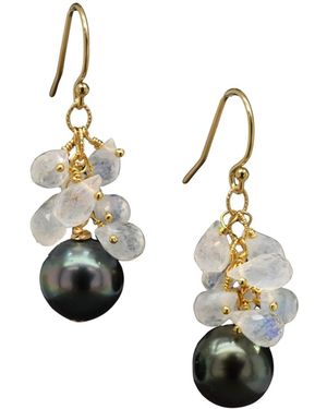 Lori Kaplan Design Tahitian Pearl With Moonstone Earrings - Metallic