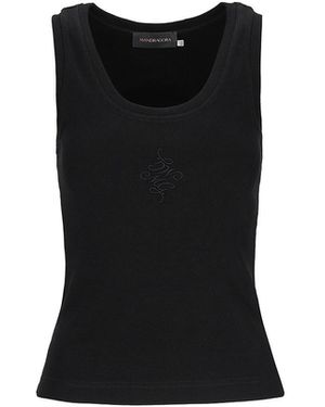 Mandragora Ribbed Cotton Tank Top Caro - Black