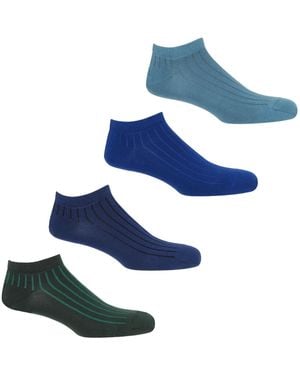 Peper Harow - Made in England Four Pack Essential Trainer Socks – Azure - Blue