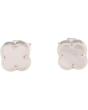 Von Treskow Mini Clover Mother Of Pearl Stud Earrings - White