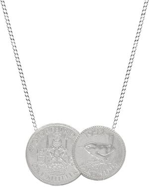 Katie Mullally Scottish & English Double Coin Pendant & Chain - Grey