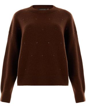 Exquise Emmeline Crew Neck Wool Jumper - Brown