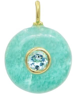 KAMARIA Amazonite Gemstone Pendant With Topaz - Green