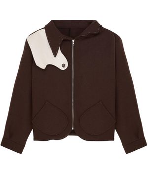 Maison Louis Wool And Leather Jacket - Brown