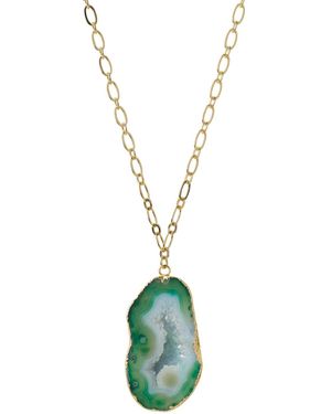 YAA YAA LONDON Chunky And I Like It Long Gemstone Pendant Necklace - Metallic
