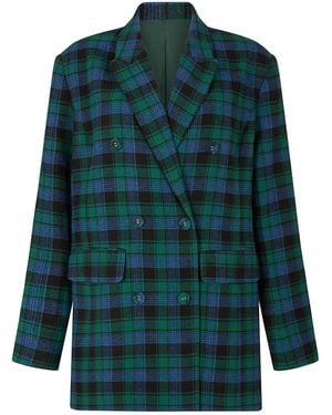 Lily and Lionel Zena Double Breasted Prince Of Wales Check Print Jacket - Green