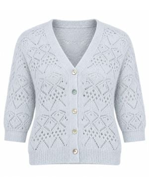 Luella Fashion Morven Mohair Blend Lace Knit Cardigan - Blue