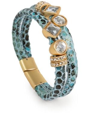 Saachi Bling Charm Leather Light Bracelet - Blue