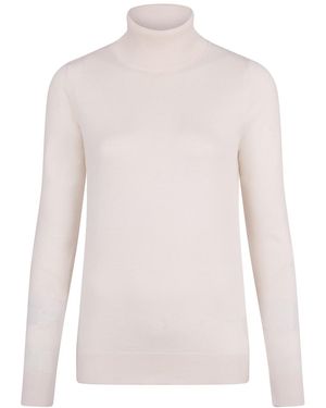 Paul James Knitwear Ultra Fine Cotton Terri Roll Neck Long Sleeve Jumper - White
