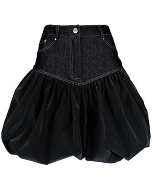 Lalipop Design Balloon Mini Skirt With Denim-Effect Waist - Black
