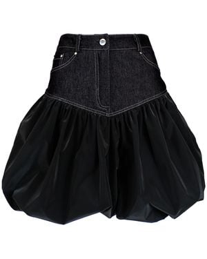 Lalipop Design Balloon Mini Skirt With Denim-Effect Waist - Black