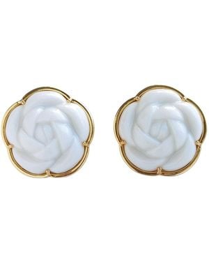 POPORCELAIN Porcelain Camellia Statement Stud Earrings - Blue