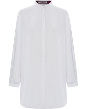 Unexpectedone Shades Of Shirt Matching Soul Mate Side Slit Slim Pants Set - White