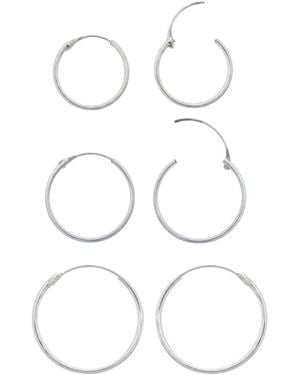 Spero London Sterling Essential Hoop Earrings Set Double Xl - White