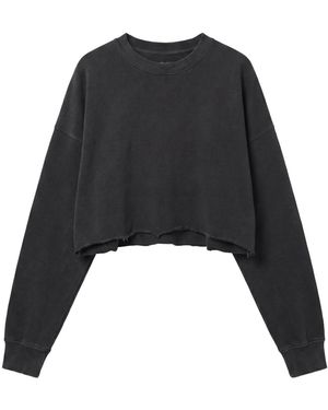 Other Cropped Raw Edge Oversized Sweatshirt - Black