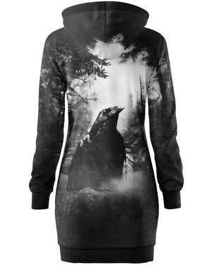 Aloha From Deer Raven Oversize Hoodie Dress - Black
