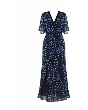 Rose & Nancy Pippa Floral Lace Trim Maxi Dress - Blue
