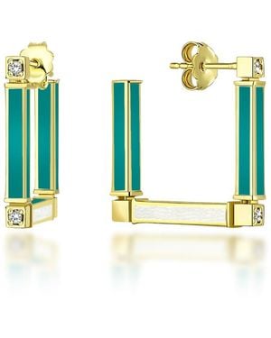 C|Nd|N by Candan Balto Megaron & Enamel Square Earrings - Metallic