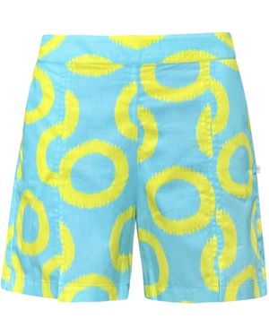 Perlavera Ceny Aqua- Printed Cotton Short - Blue