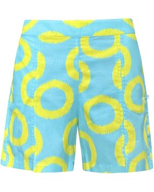 Perlavera Ceny Aqua- Printed Cotton Short - Blue