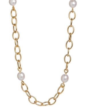 Chiara Tedeschi Jewellery Thick Chain Pearl Necklace - Metallic